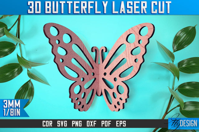 3D Butterfly Laser Cut SVG | Butterfly Laser Cut SVG Design | CNC Files SVG Fly Design 
