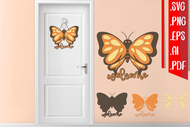 3D Butterfly Layered Door Hanger SVG zafrans studio 