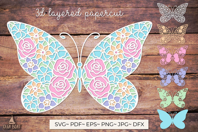 3d butterfly layered papercut | Flower butterfly svg 3D Paper Olga Boat Design 