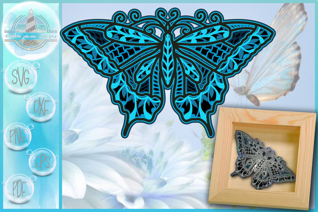 3D Butterfly Mandala Multi Layered Mandala SVG SVG Harbor Grace Designs 