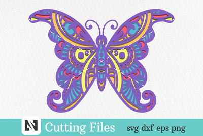 3D Butterfly Mandala Svg, 3D Layered Butterfly Mandala Svg SVG Pinoyart Kreatib 