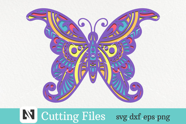 3D Butterfly Mandala Svg, 3D Layered Butterfly Mandala Svg SVG Pinoyart Kreatib 