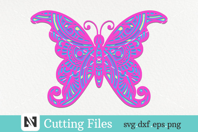 3D Butterfly Mandala Svg, 3D Layered Butterfly Svg, Mandala Svg SVG Pinoyart Kreatib 