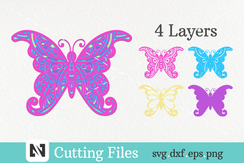 3D Butterfly Mandala Svg, 3D Layered Butterfly Svg, Mandala Svg - So Fontsy