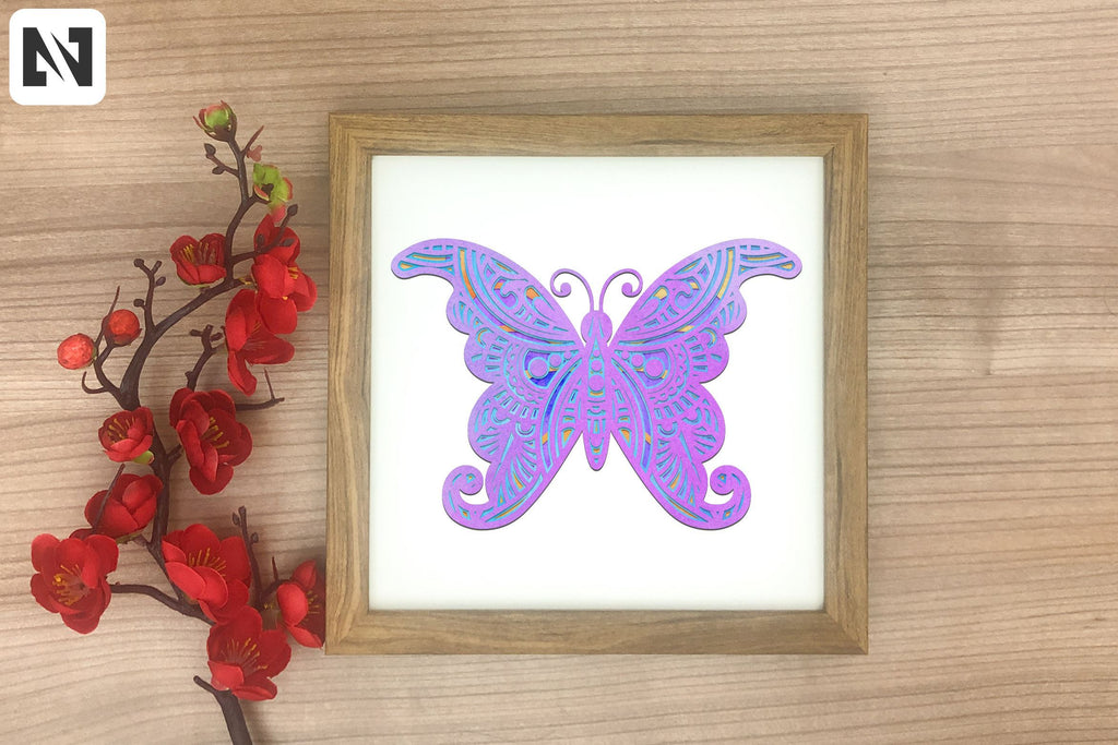 3D Butterfly Mandala Svg, 3D Layered Butterfly Svg, Mandala Svg - So Fontsy