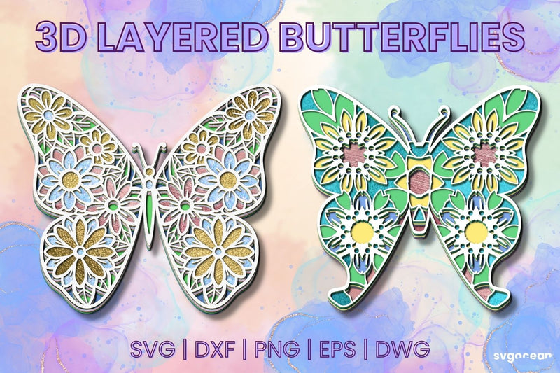 3D Butterfly SVG Bundle SVG SvgOcean 