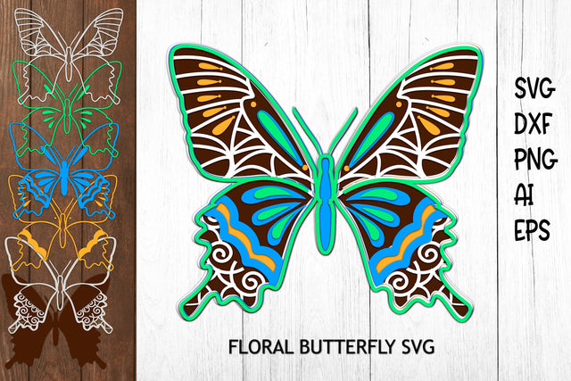 3D Butterfly SVG Layered Mandala. 3D Layered SVG. SVG Samaha Design 