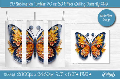 3d Butterfly tumbler wrap Butterfly 3d sublimation tumbler 3d Quilling tumbler 3D Tumbler 20 Oz sublimation design Sublimation Createya Design 