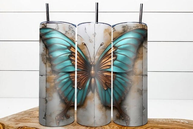3d butterfly tumbler wrap / grunge 3d butterfly sublimation Sublimation Angelina Semenova 