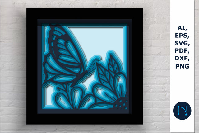 3D Butterfly with Flower SVG shadow box SVG MD JOYNAL ABDIN 