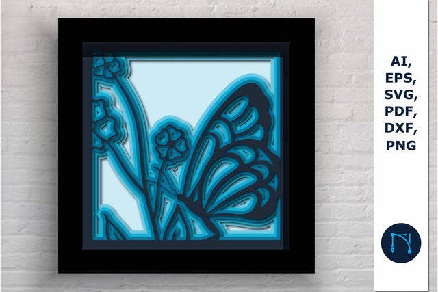 3D Butterfly with Flower SVG shadow box SVG MD JOYNAL ABDIN 