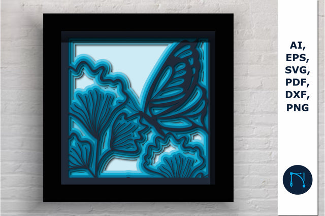 3D Butterfly with Flower SVG shadow box SVG MD JOYNAL ABDIN 