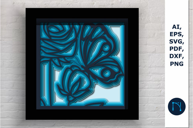 3D Butterfly with Flower SVG shadow box SVG MD JOYNAL ABDIN 