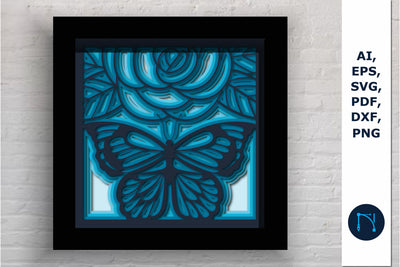 3D Butterfly with Flower SVG shadow box SVG MD JOYNAL ABDIN 