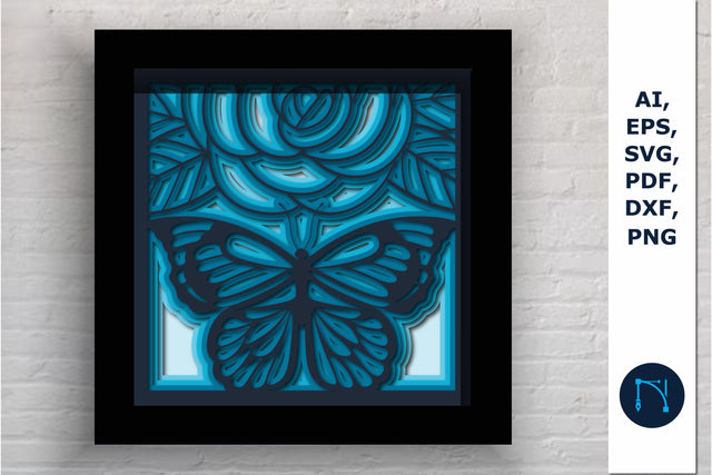 3D Butterfly with Flower SVG shadow box SVG MD JOYNAL ABDIN 