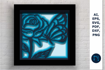 3D Butterfly with Flower SVG shadow box SVG MD JOYNAL ABDIN 