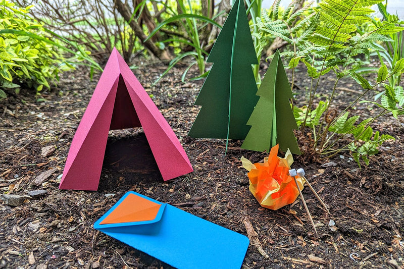 3D Camping Scene with Tent SVG Set 3D Paper Risa Rocks It 
