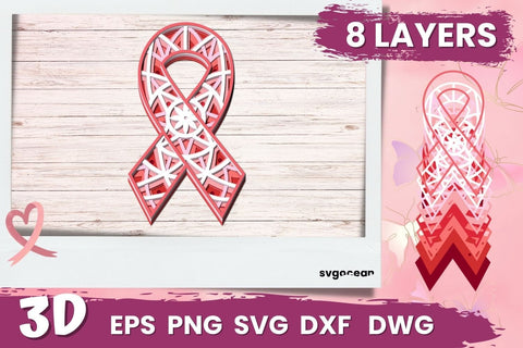 3D Cancer SVG Bundle | Layered Cut Files | Mandala SVG SvgOcean 