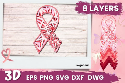 3D Cancer SVG Bundle | Layered Cut Files | Mandala SVG SvgOcean 