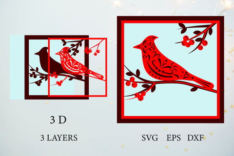 3d Cardinal. Cardinal SVG. 3d Layered SVG. Cardinal Bird SVG SVG Olga Terlyanskaya 