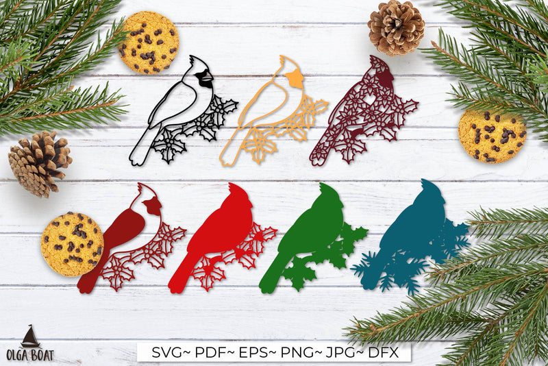 3d Cardinal Pattern 3d Cardinal svg | Christmas layered paper cut - So Fontsy