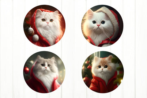 3D Cat Christmas Ornament Bundle. Cat Ornament PNG Sublimation Olga Terlyanskaya 
