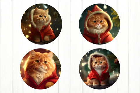 3D Cat Christmas Ornament Bundle. Cat Ornament PNG Sublimation Olga Terlyanskaya 