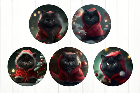3D Cat Christmas Ornament Bundle. Cat Ornament PNG Sublimation Olga Terlyanskaya 