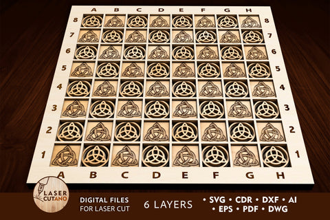 3D CHESS BOARD Multilayer Laser Cut Files SVG LaserCutano 