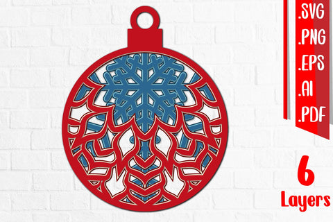 3D Christmas Ball Layered Cut Files SVG zafrans studio 