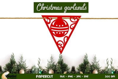 3D Christmas Banners Paper Cut. 3D Christmas Decor SVG. 3D Paper Evgenyia Guschina 