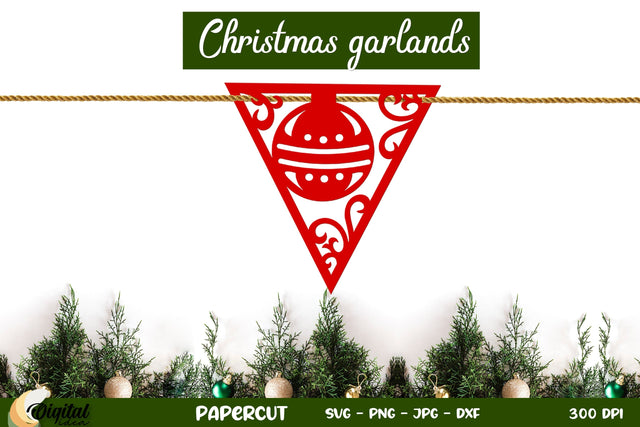 3D Christmas Banners Paper Cut. 3D Christmas Decor SVG. 3D Paper Evgenyia Guschina 