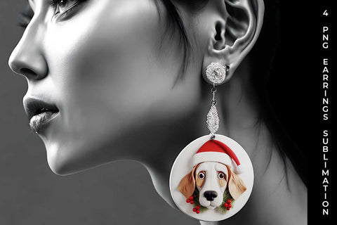 3D Christmas Beagle Dog Earrings Sublimation PNG Bundle Free For Commercial Use Sublimation Sintegra 