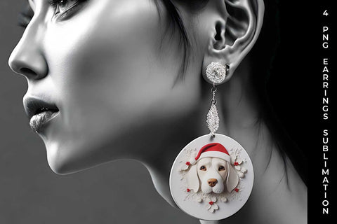 3D Christmas Beagle Dog Earrings Sublimation PNG Bundle Free For Commercial Use Sublimation Sintegra 