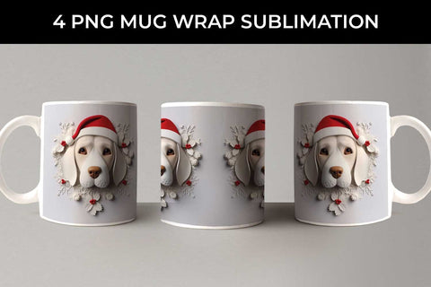 3D Christmas Beagle Dog Mug Wrap Sublimation PNG Bundle Free For Commercial Use Sublimation Sintegra 