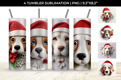 3D Christmas Beagle Dog Tumbler Wrap 20 oz Sublimation PNG Bundle Free For Commercial Use Sublimation Sintegra 