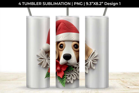 3D Christmas Beagle Dog Tumbler Wrap 20 oz Sublimation PNG Bundle Free For Commercial Use Sublimation Sintegra 