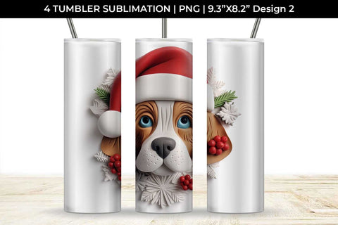 3D Christmas Beagle Dog Tumbler Wrap 20 oz Sublimation PNG Bundle Free For Commercial Use Sublimation Sintegra 