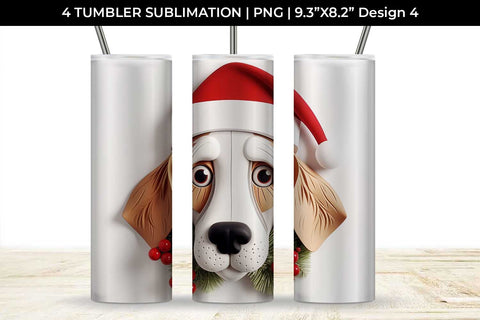 3D Christmas Beagle Dog Tumbler Wrap 20 oz Sublimation PNG Bundle Free For Commercial Use Sublimation Sintegra 