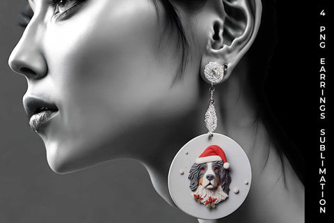3D Christmas Bernese Mountain Dog Earrings Sublimation PNG Bundle Free For Commercial Use Sublimation Sintegra 