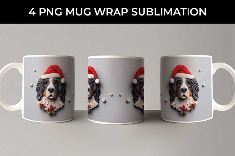 3D Christmas Bernese Mountain Dog Mug Wrap Sublimation PNG Bundle Free For Commercial Use Sublimation Sintegra 