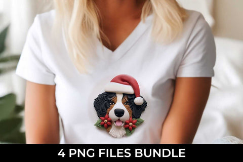 3D Christmas Bernese Mountain Dog T-shirt Sublimation PNG Bundle Free For Commercial Use Sublimation Sintegra 