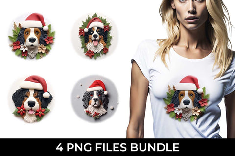 3D Christmas Bernese Mountain Dog T-shirt Sublimation PNG Bundle Free For Commercial Use Sublimation Sintegra 