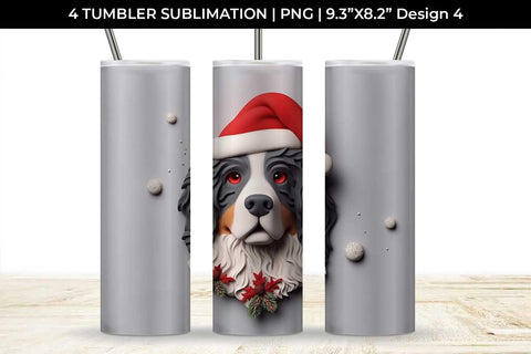 3D Christmas Bernese Mountain Dog Tumbler Wrap 20 oz Sublimation PNG Bundle Free For Commercial Use Sublimation Sintegra 