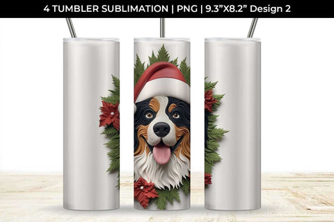 3D Christmas Bernese Mountain Dog Tumbler Wrap 20 oz Sublimation PNG Bundle Free For Commercial Use Sublimation Sintegra 