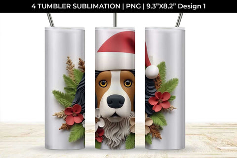3D Christmas Bernese Mountain Dog Tumbler Wrap 20 oz Sublimation PNG Bundle Free For Commercial Use Sublimation Sintegra 