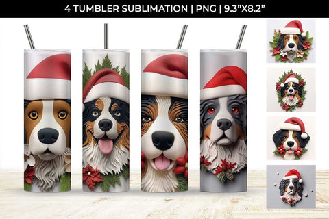3D Christmas Bernese Mountain Dog Tumbler Wrap 20 oz Sublimation PNG Bundle Free For Commercial Use Sublimation Sintegra 