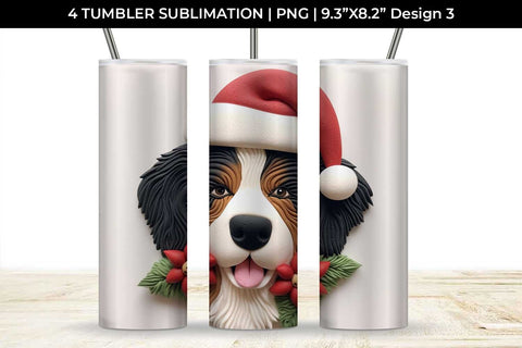 3D Christmas Bernese Mountain Dog Tumbler Wrap 20 oz Sublimation PNG Bundle Free For Commercial Use Sublimation Sintegra 