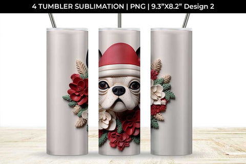 3D Christmas Boston Terrier Dog Tumbler Wrap 20 oz Sublimation PNG Bundle Free For Commercial Use Sublimation Sintegra 