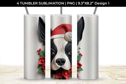 3D Christmas Boston Terrier Dog Tumbler Wrap 20 oz Sublimation PNG Bundle Free For Commercial Use Sublimation Sintegra 